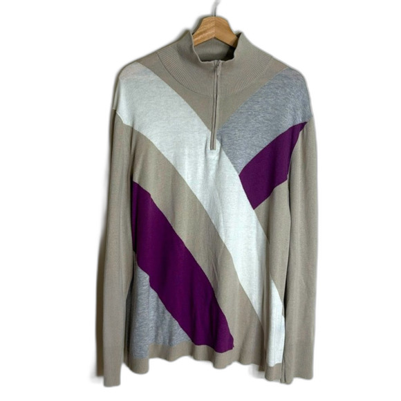 lafayette 100 New York merino wool cotton blend pullover sweater with zip 3x - Picture 1 of 10